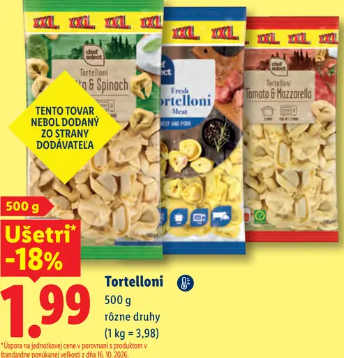 Chef Select tortelloni, rôzne druhy