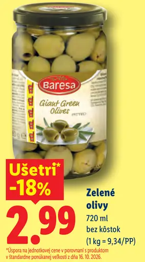 Baresa Zelené olivy bez kôstok