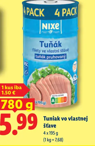 Nixe tuniakové filety vo vlastnej šťave