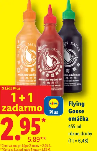 Flying Goose omáčka rôzne druhy