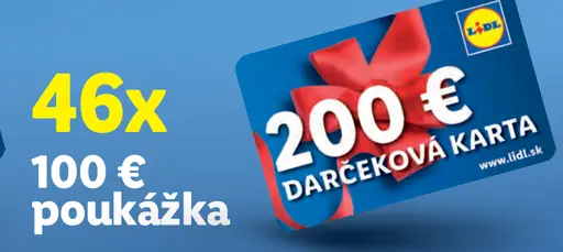 Lidl darčeková karta v hodnote 200 €