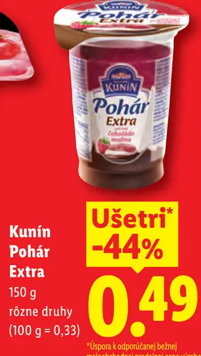Kunín Pohár Extra, rôzne druhy