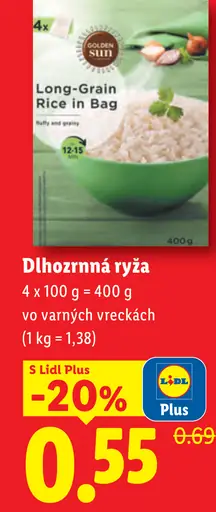 Golden Sun dlhozrnná ryža vo varných vreckách