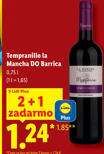Tempranillo la Mancha DO Barrica