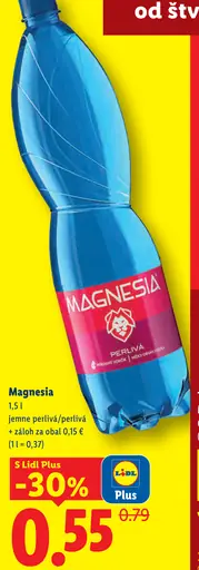 Magnesia Prírodná minerálna voda jemne perlivá