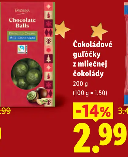 Favorina Čokoládové guľôčky z mliečnej čokolády