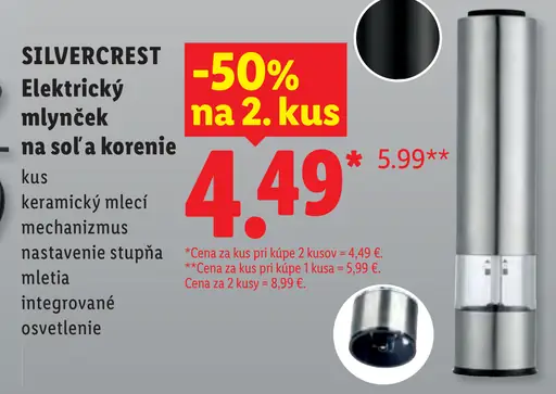 Silvercrest Elektrický mlynček na soľ a korenie