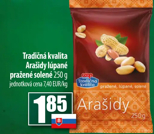 Arašidy lúpané pražené solené