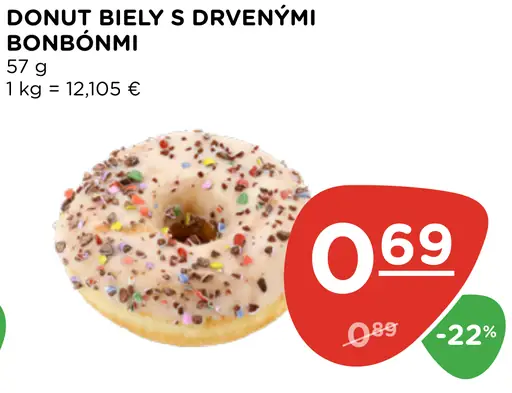 DONUT BIELY S DRVENÝMI BONBÓNMI