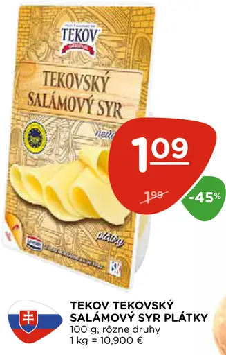 Tekov Tekovský Salámový Syr Plátky