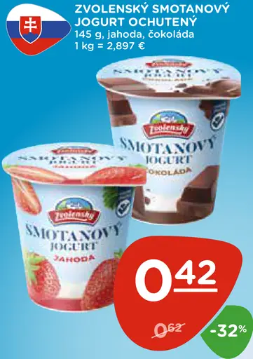 Zvolenský smotanový jogurt jahodový