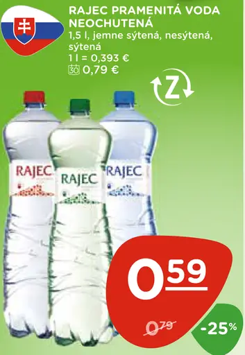 RAJEC Pramenitá voda neochutená