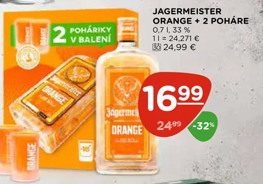 Jagermeister Orange + 2 poháre