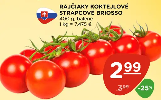 RAJČIAKY KOKTEJLOVÉ STRAPCOVÉ BRIOSSO