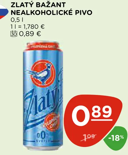 Zlatý Bažant Nealkoholické pivo