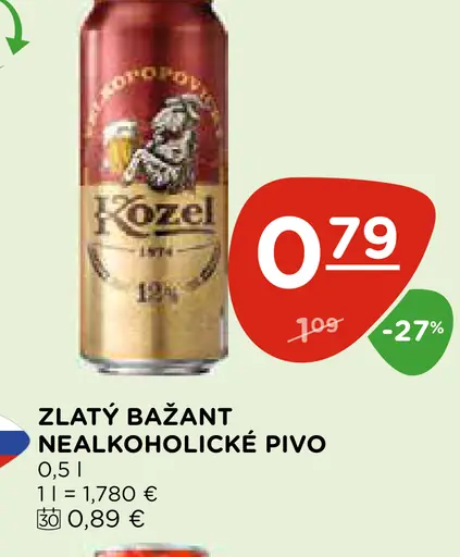 ZLATÝ BAŽANT NEALKOHOLICKÉ PIVO