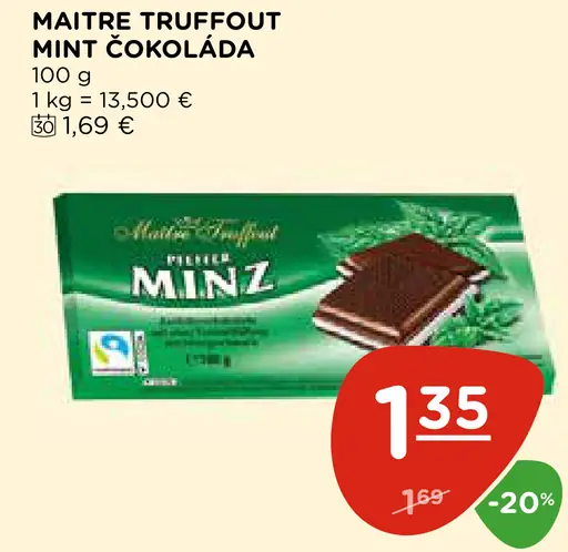 Maitre Truffout Mint Čokoláda