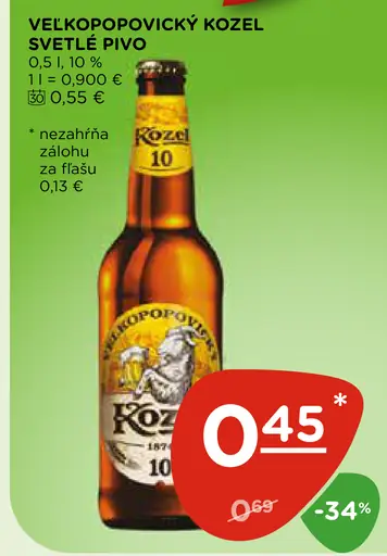 VELKOPOPOVICKÝ KOZEL SVETLÉ PIVO