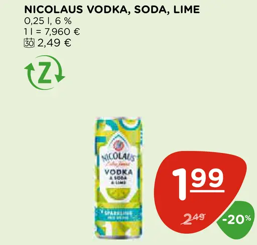 Nicolaus Vodka, Soda, Lime