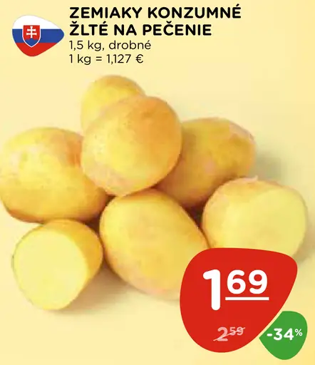 Zemiaky konzumné žlté na pečenie