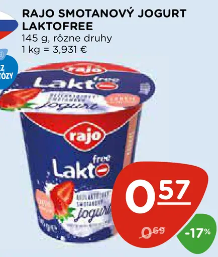 RAJO SMOTANOVÝ JOGURT LAKTTOFREE