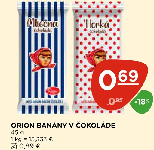 ORION Banány v čokoláde