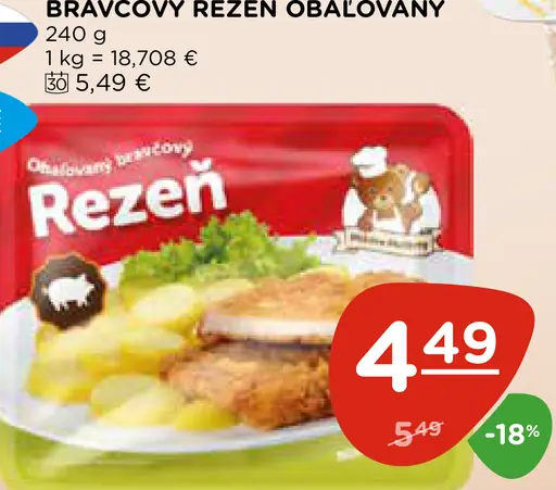 Bravcový rezeň obalovaný