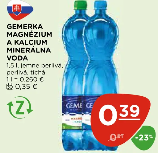 Gemerka Magnézium a Kalcium minerálna voda