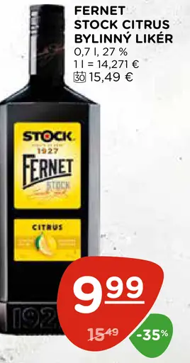 FERNET STOCK CITRUS BYLINNÝ LIKÉR