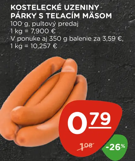 Kostelecké Uzeniny Párky s Teľacím Mäsom