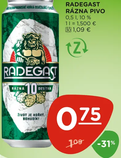 Radegast Pivo plechovka