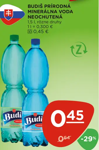 Budiš prírodná minerálna voda neochutená