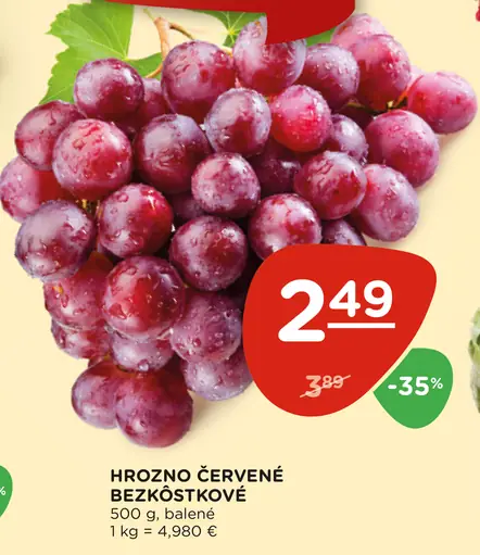 Hrozno červené bezkôstkové
