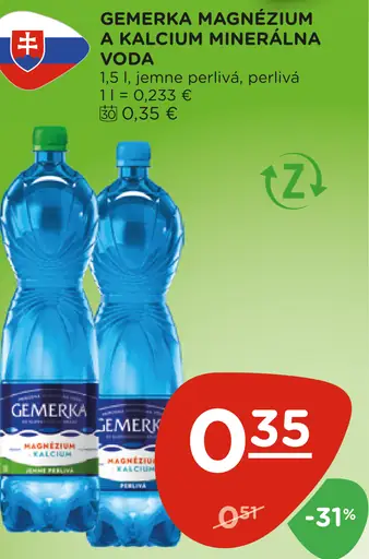 Gemerká Magnezium a Kalcium Minerálna voda