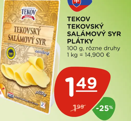 Tekovský Salámový syr plátky