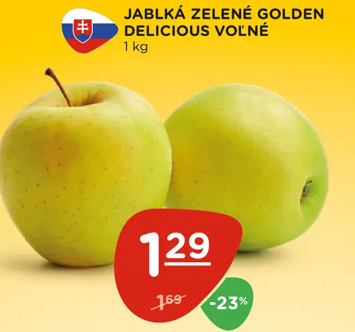 Jablká zelené Golden Delicious voľné