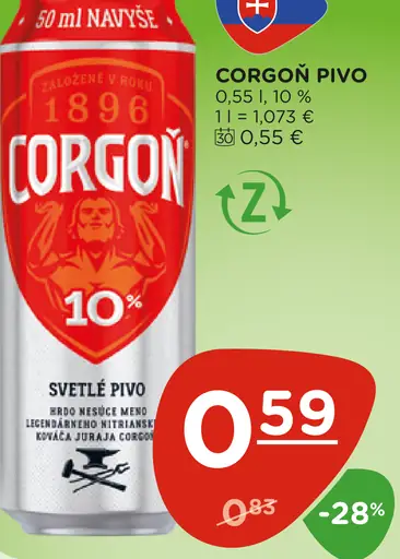 Corgoň pivo plechovka