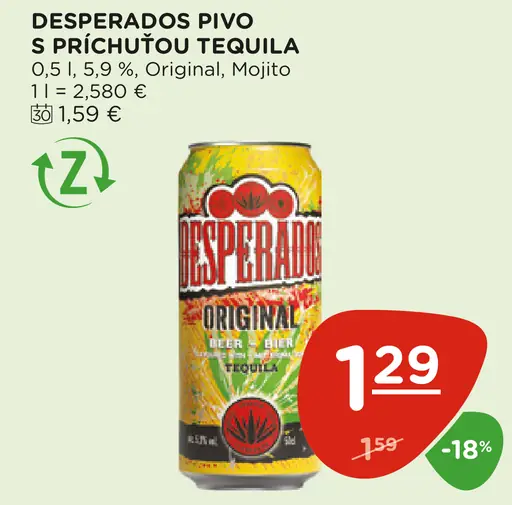 Desperados Pivo s príchuťou tequila plechovka