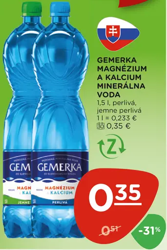 Gemerká Magnezium a Kalcium Minerálna voda