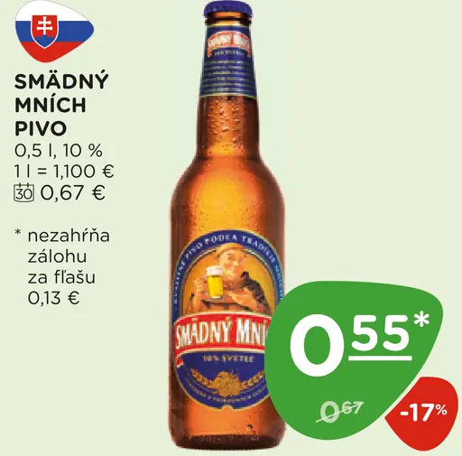Šmädný Mních pivo