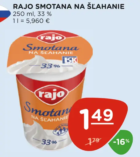 Rajo smotana na šľahanie