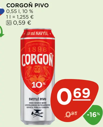 Corgoň pivo plechovka