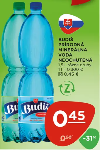 Budiš prírodná minerálna voda neochutená