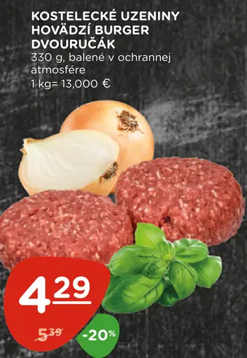 Kostelecké Uzeniny Hovädzí Burger Dvouburčák