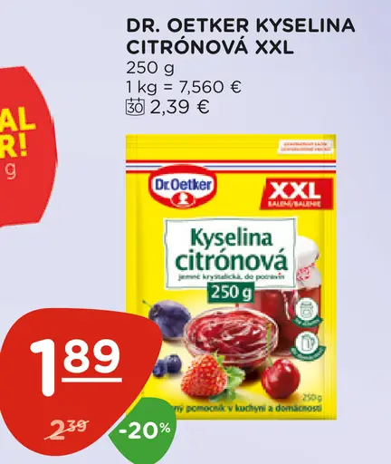 Dr. Oetker Kyselina citrónová