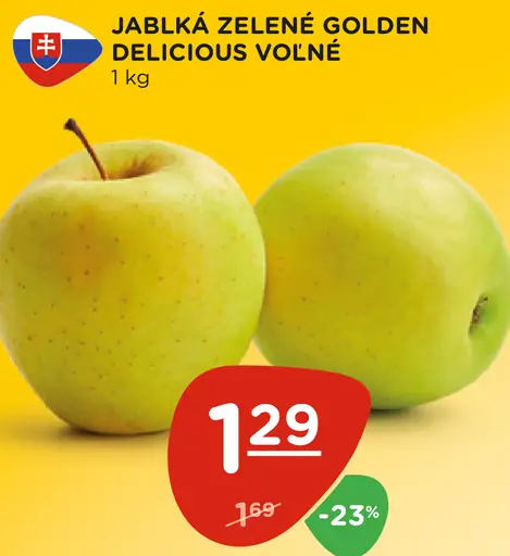 Jablká zelené Golden Delicious