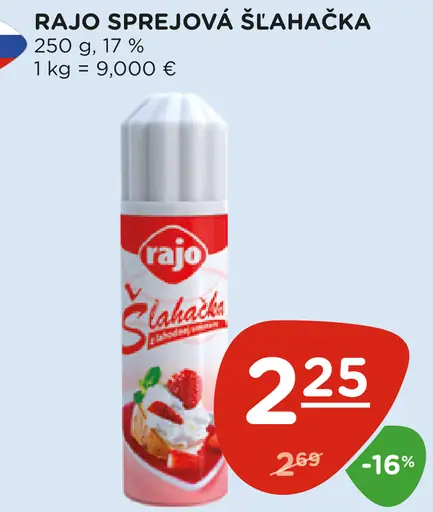 Rajo sprejová šľahačka