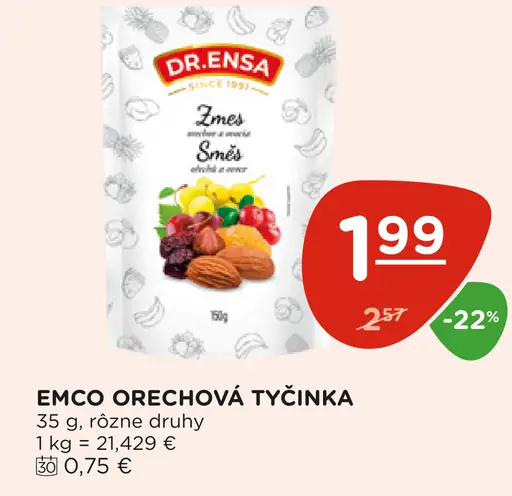 Emco orechová tyčinka