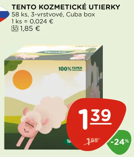 Tento Kozmetické Utierky 3-vrstvové, Cuba box