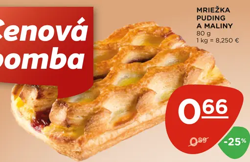 Mriežka puding a maliny